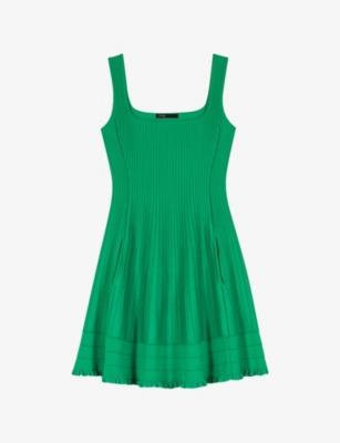 Structured-Rib Knitted Skater Dress by MAJE