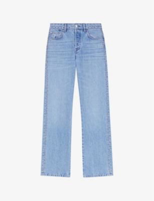 Stud-embellished wide-leg high-rise denim jeans by MAJE