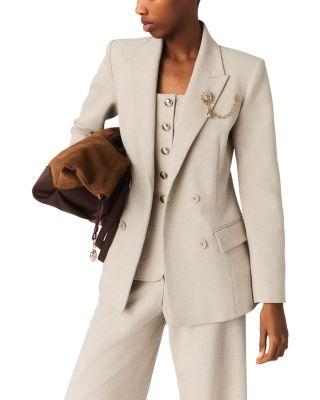 Suit Jacket with Brooch by MAJE