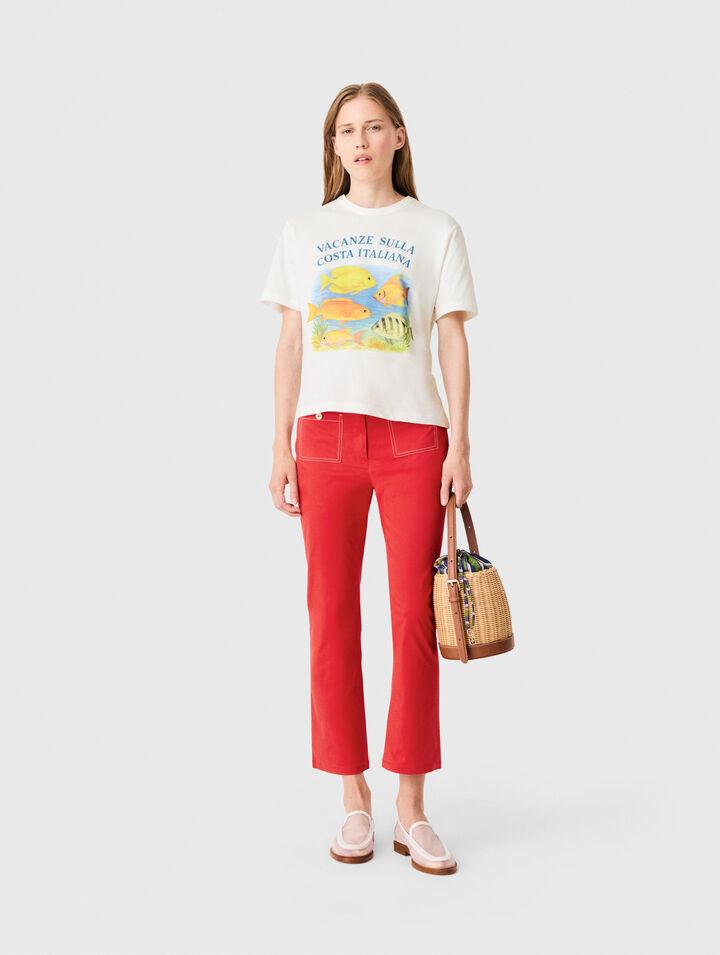 T-shirt with fish print by MAJE