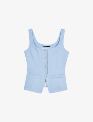 Tailored Square-Neck Stretch-Woven Waistcoat by MAJE