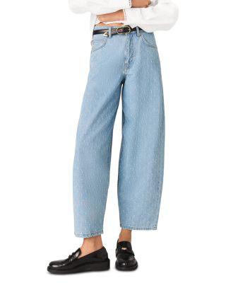 Textured Balloon Jeans in Blue Sky by MAJE