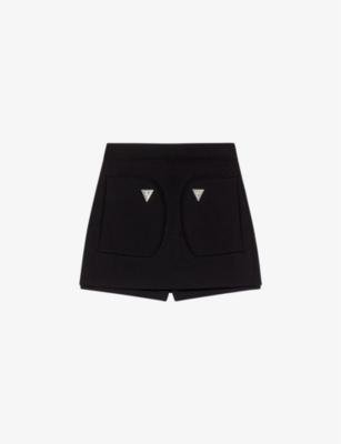 Triangle hardware-embellished stretch-woven mini shorts by MAJE