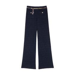 Tweed pants with chain belt by MAJE