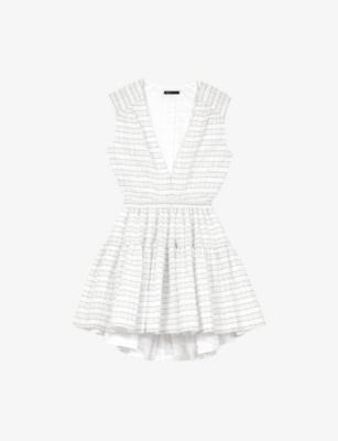 V-Neck Flared Woven Mini Dress by MAJE