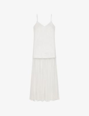 V-Neck Taffeta-Overlay Woven Maxi Dress by MAJE