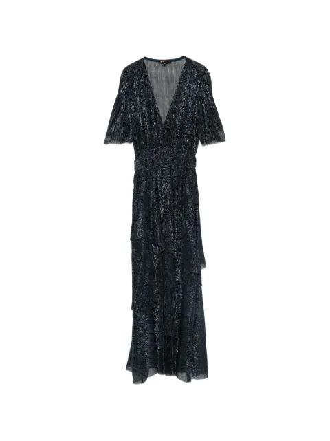 V-neck ruffled midi dress by MAJE