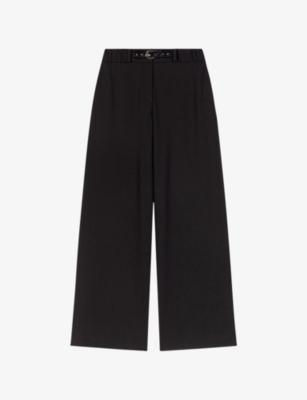 Wide-Leg Mid-Rise Stretch-Woven Trousers by MAJE