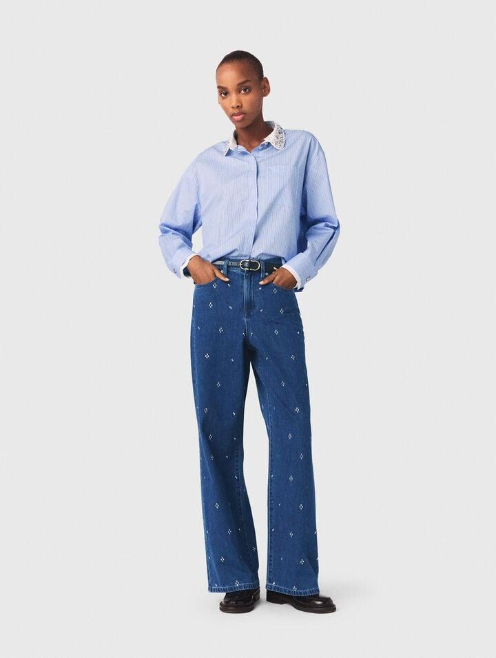 Wide jeans with rhinestones by MAJE