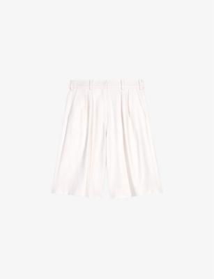 Wide-leg high-rise pleated stretch-woven shorts by MAJE