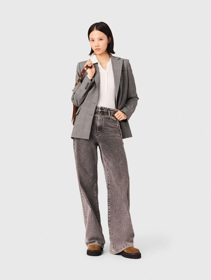 Wide-leg jeans with chain-link belt by MAJE