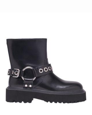 Women's Leather Biker Boots by MAJE