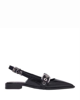 Women's Leather Slingback Flats by MAJE