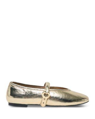 Women's Metallic Leather Ballet Flats by MAJE