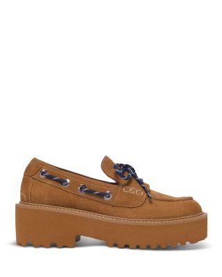 Women's Suede Platform Boat Shoe Loafers by MAJE