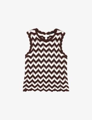 Zig-Zag Sleeveless Cotton-Crochet Top by MAJE