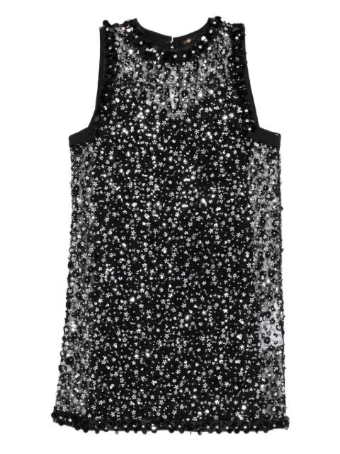 beaded-sleeveless mini dress by MAJE