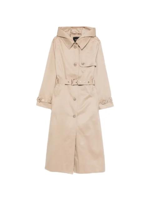 belted hoodied raincoat by MAJE