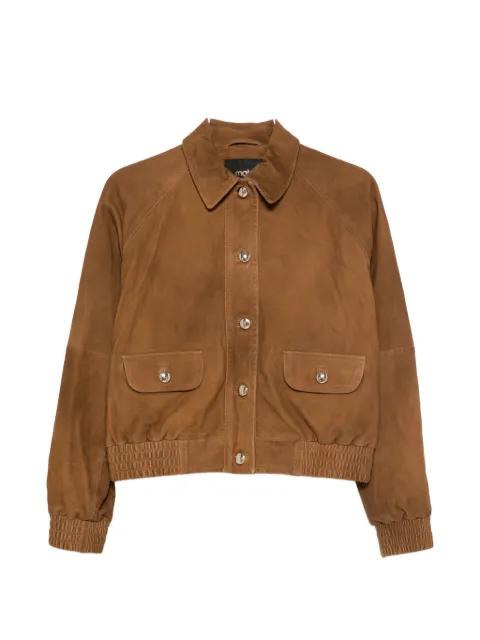 button flap-pocket leather jacket by MAJE