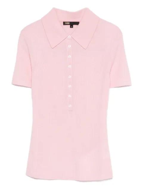 buttoned ribbed polo shirt by MAJE