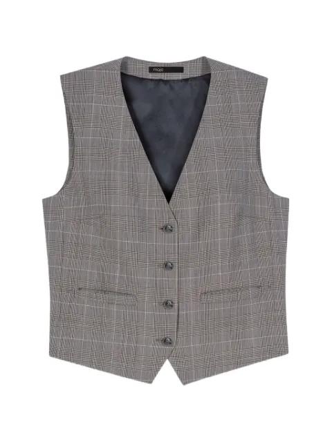 checked buttoned waistcoat by MAJE