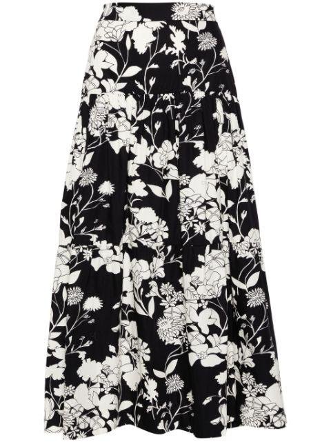 floral-print tiered maxi skirt by MAJE