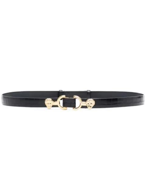 lion-buckle thin leather belt by MAJE
