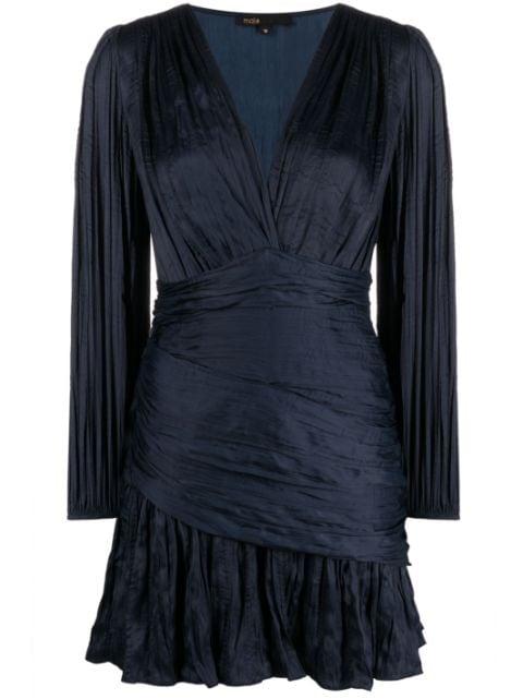 long-sleeved draped minidress by MAJE
