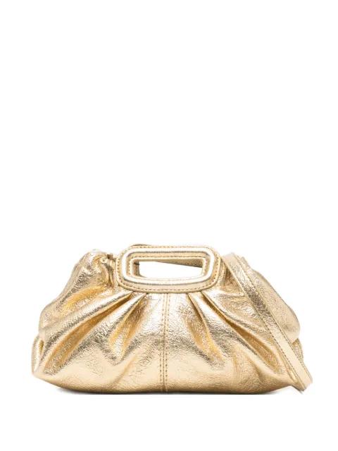 mini Milpli ruched leather clutch bag by MAJE