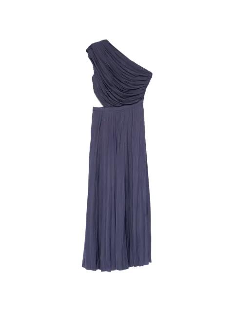 one-shoulder pleated midi dress by MAJE