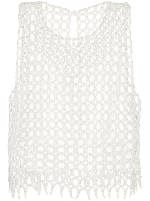 pearl-embellished crop top by MAJE
