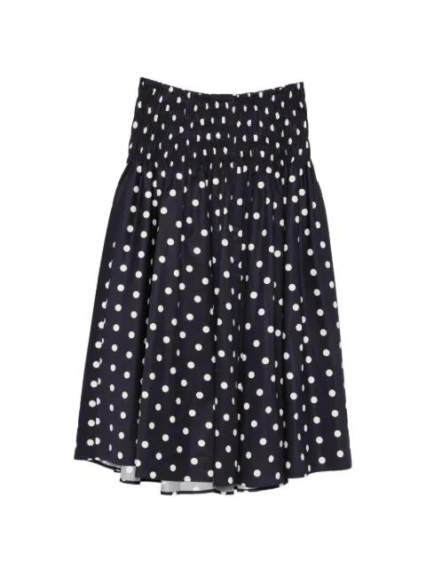 polka-dot smocked-waist midi skirt by MAJE