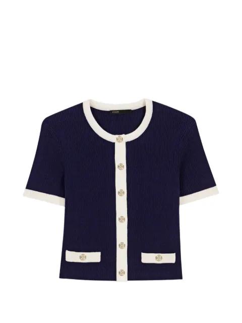 ribbed contrast-trim cardigan by MAJE