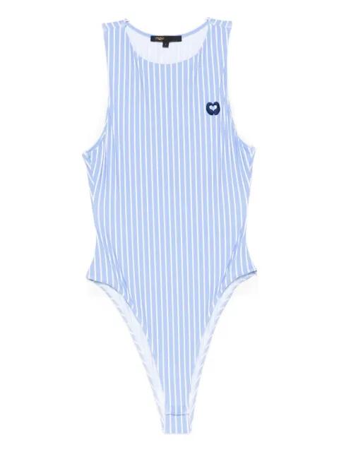 striped-pattern logo-embroidered bodysuit by MAJE