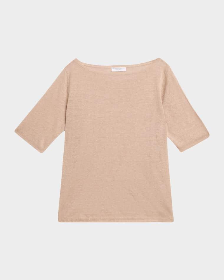Bateau-Neck Linen Knit Top by MAJESTIC FILATURES