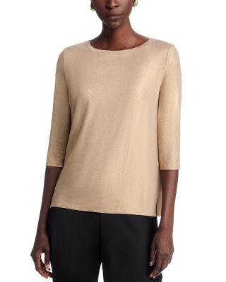 Boat Neck Three Quarter Sleeve Tee by MAJESTIC FILATURES
