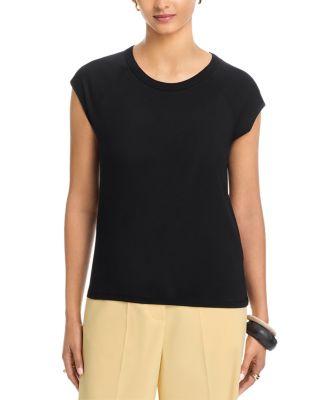 Cap Sleeve Crewneck Top by MAJESTIC FILATURES
