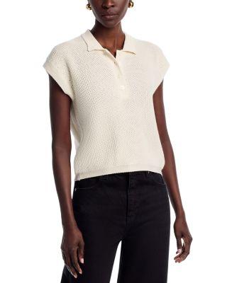 Knit Cap Sleeve Polo Top by MAJESTIC FILATURES
