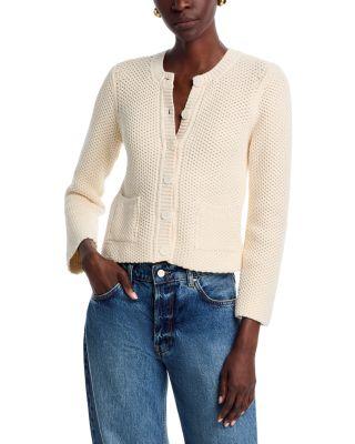 Knit Long Sleeve Crewneck Cardigan by MAJESTIC FILATURES