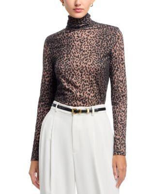 Leopard Print Turtleneck Top by MAJESTIC FILATURES