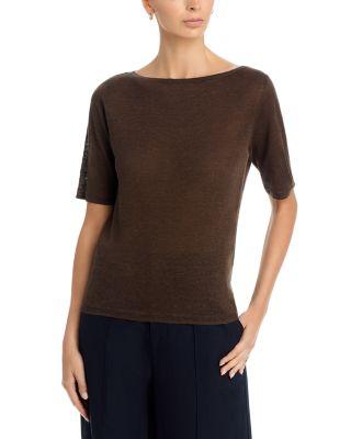 Linen Boat Neck Top by MAJESTIC FILATURES