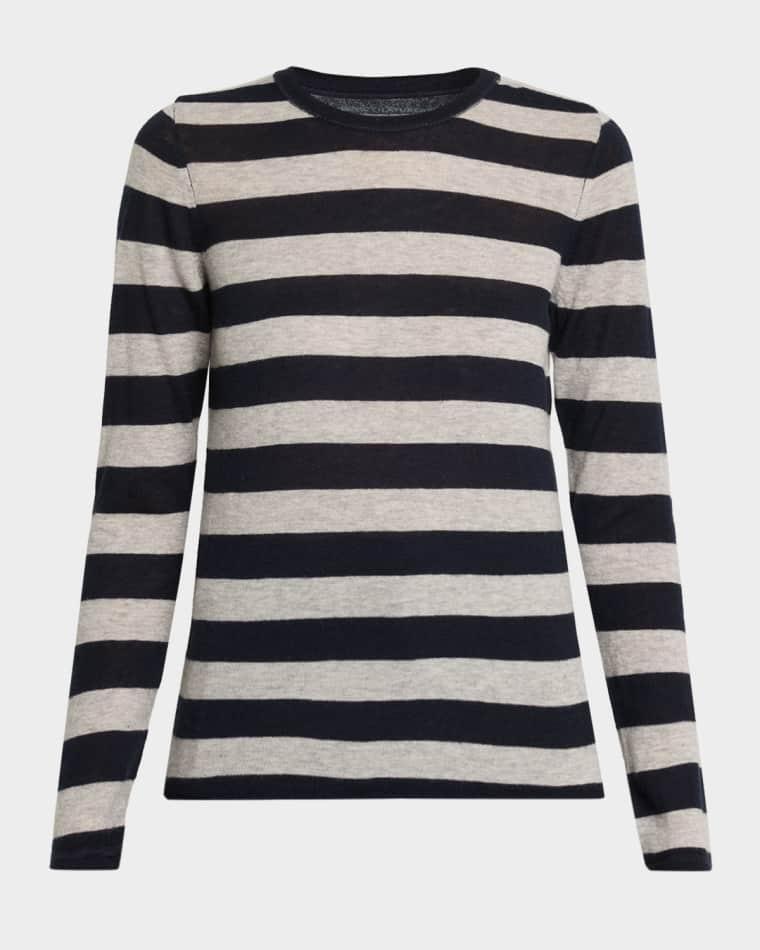 Machine Washable Cashmere Striped Pullover by MAJESTIC FILATURES