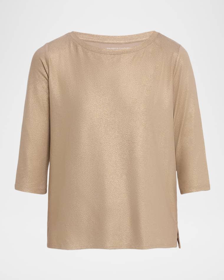 Metallic Three-Quarter Sleeve T-Shirt by MAJESTIC FILATURES