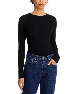 Rib Knit Long Sleeve Striped Sweater by MAJESTIC FILATURES