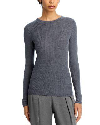 Rib Knit Long Sleeve Striped Sweater by MAJESTIC FILATURES