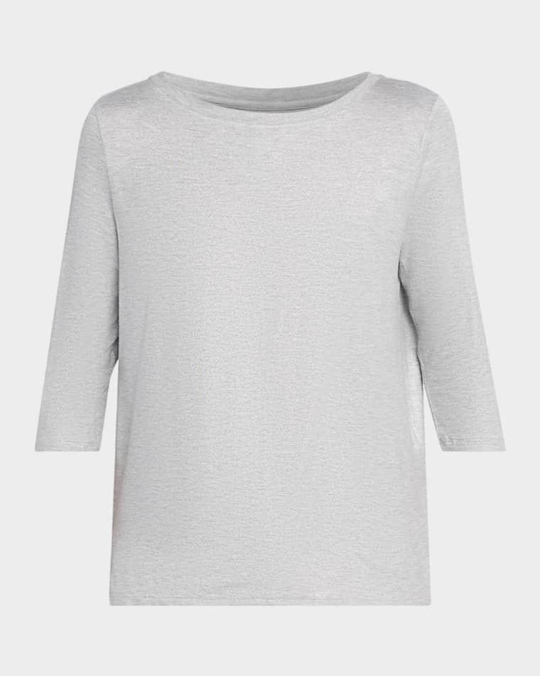 Soft Touch 3/4-Sleeve Metallic Jersey T-Shirt by MAJESTIC FILATURES