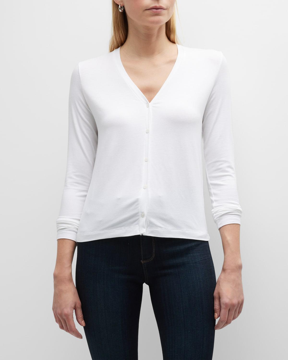 Soft Touch Button-Front Cardigan by MAJESTIC FILATURES