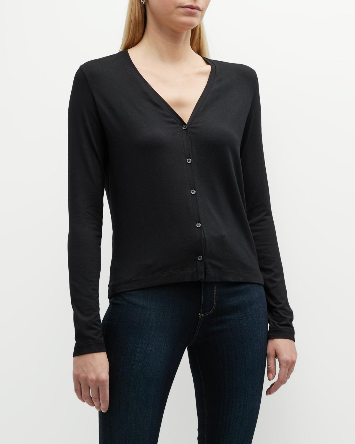 Soft Touch Button-Front Cardigan by MAJESTIC FILATURES