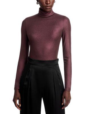 Soft Touch Metallic Long Sleeve Turtleneck by MAJESTIC FILATURES
