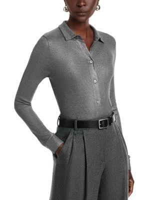 Soft Touch Metallic Rib Long Sleeved Shirt by MAJESTIC FILATURES